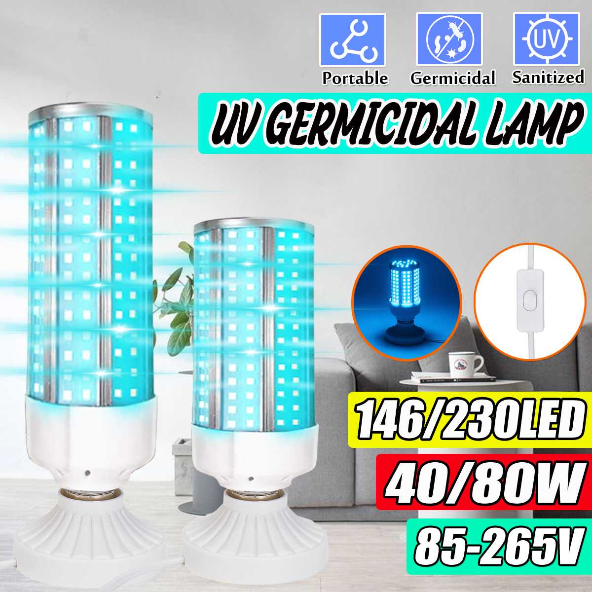 ҵ UVC  E27 40W 60W LED Ultravioleta UV LED ..